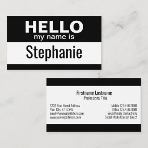 hallo mijn naam is - Zwart - Business Contact Info Visitekaartje