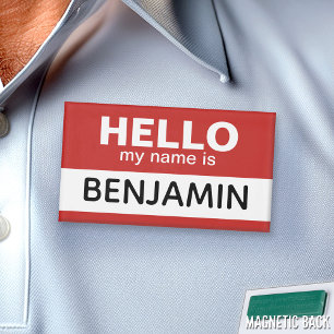 hallo mijn naam - rood - de Naam van de Werknemer Naambadge