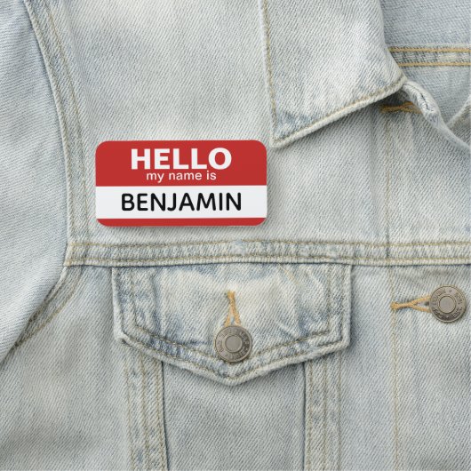 hallo mijn naam - rood - de Naam van de Werknemer  Naamplaatje (In situ)