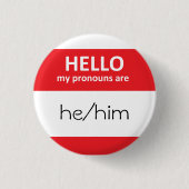 hallo mijn uitspraken zijn hij/hij Ronde Button (Voorkant)