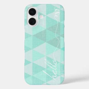 Hallo Mint Linen Pattern iPhone 7 Plus 16 Hoesje