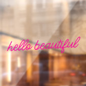 Hallo Mirror Cling Mooie Hot Neon Pink Quote Raamsticker (Vel 2)