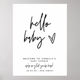 Hallo Modern Baby Welkomstbord Baby shower Poster