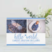 Hallo Modern Blauw Aankondiging (Staand voorkant)