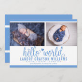 Hallo Modern Blauw Aankondiging (Voorkant / Achterkant)