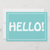 hallo Modern Custom Monogram Text Trendy Aqua Bedankkaart (Voorkant)