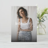 Hallo Modern Elegant! 30-jarig fotoscript Kaart (Staand voorkant)