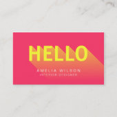 Hallo Modern Levendig Roze en Geel Visitekaartje (Voorkant)