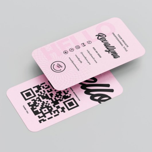 HALLO MODERN LOGO PROFESSIONAL QR ROZE VISITEKAARTJE