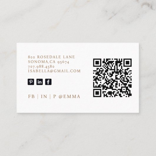 Hallo Modern minimalistisch goud Visitekaartje (Achterkant)