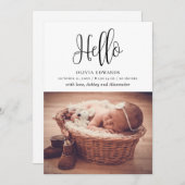 Hallo Modern minimalistisch script. Foto van pasge Aankondiging (Voorkant / Achterkant)