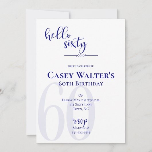 Hallo Modern Navy Blue Kaart (Voorkant)