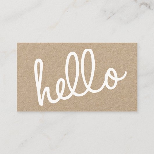 hallo modern professioneel Script Kraft Paper Visitekaartje (Voorkant)