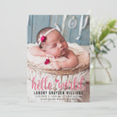 Hallo Modern Roze World Aankondiging (Staand voorkant)