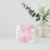 HALLO MODERN SCRIPTARTY waterverf blush roze Vierkante Visitekaartje (Staand voorkant)