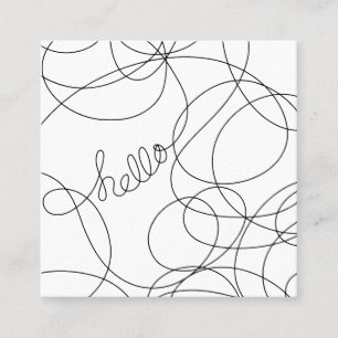 Hallo Modern zwart-wit script typografie Vierkante Visitekaartje
