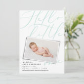 hallo moderne 1 foto aqua script typografie aankondiging (Staand voorkant)