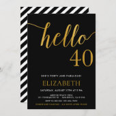 Hallo Moderne 40e verjaardag Kaart (Voorkant / Achterkant)