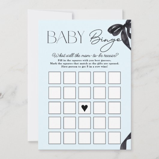Hallo Moderne Baby Bow Baby shower Baby Bingo Kaar Kaart (Voorkant)