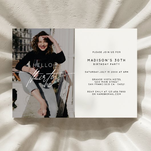 Hallo Moderne dertig verjaardagsfeest fotoscript Kaart