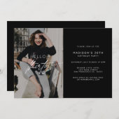 Hallo Moderne dertig verjaardagsfeest fotoscript Kaart (Voorkant / Achterkant)