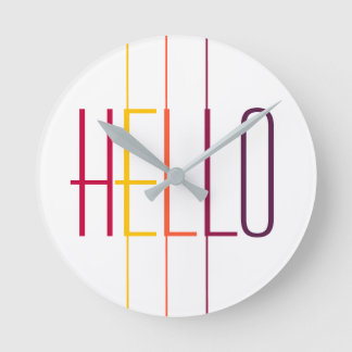 Hallo moderne gestreepte, multicolored typografie ronde klok