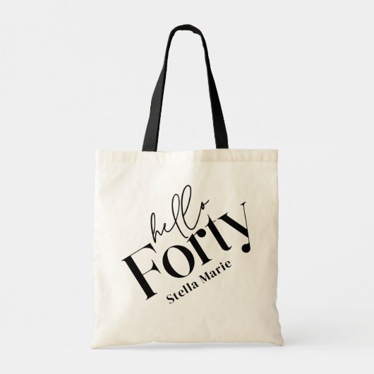 Hallo moderne minimale elegante 40e verjaardag tote bag (Achterkant)