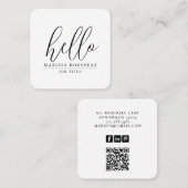 Hallo Moderne minimalistische QR-code Vierkante Visitekaartje (Voorkant / Achterkant)