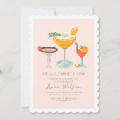 Hallo Moderne Pinky Coctails Blush Kaart (Voorkant)