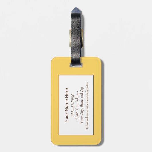 Hallo Moderne reizen * Sunshine Yellow Typography Bagagelabel (Achterkant verticaal)