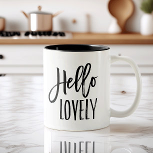 Hallo Mooi   Chic Brush Lettered Typography Tweekleurige Koffiemok