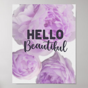 hallo mooi - Citaat - Floral met Paarse tekst Poster