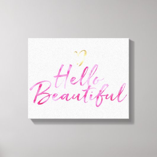 Hallo Mooi met gouden hart Canvas Afdruk (Voorkant)