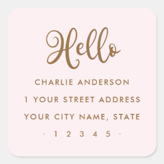 Hallo, mooi script modern minimalistisch retouradr vierkante sticker