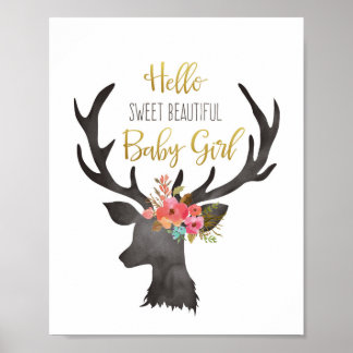 hallo mooie babymeisje Duifbloemen Poster