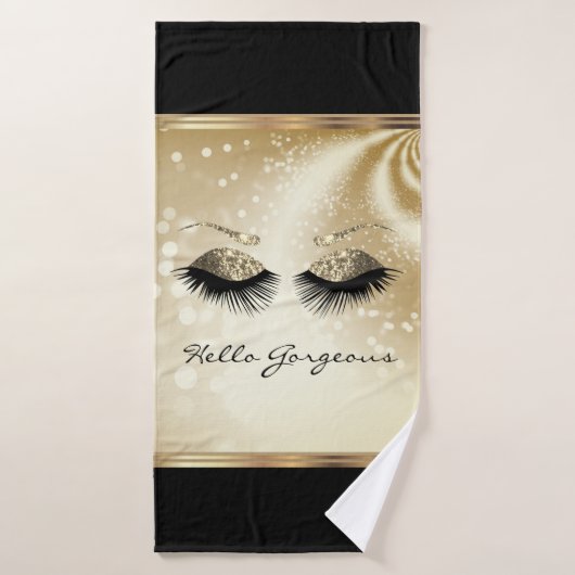 hallo - Mooie Eyelashes - Goud Bad Handdoek (Badhanddoek)