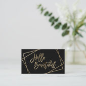 hallo mooie faux gouden script geometrisch zwart visitekaartje (Staand voorkant)