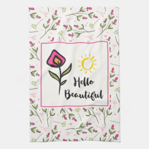 Hallo Mooie Prachtige Roze Oranje Wilde Bloem Theedoek