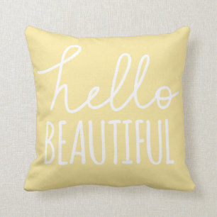 hallo Mooie Typografie Whimsical Yellow Kussen