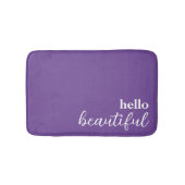 Hallo Mooie Typografie Wit & Paarse Badmat (Voorkant)