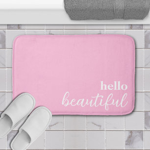 Hallo Mooie Typografie Wit & Pastel Roze Badmat