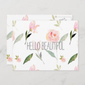 hallo mooie Waterverf Floral Briefkaart (Voorkant / Achterkant)