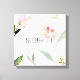 hallo mooie Waterverf Floral Canvas Afdruk
