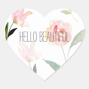 hallo mooie Waterverf Floral Hart Sticker