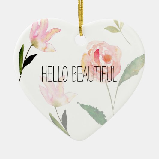 hallo mooie Waterverf Floral Keramisch Ornament (Voorkant)