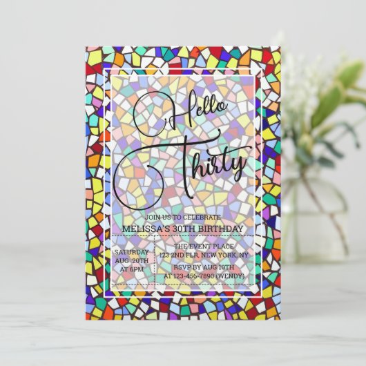 Hallo Mozaïek Kleurrijk & Leuk Kaart (Staand voorkant)