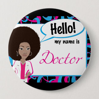 hallo Naam Tag - Dr Afro Ronde Button 4,0 Cm