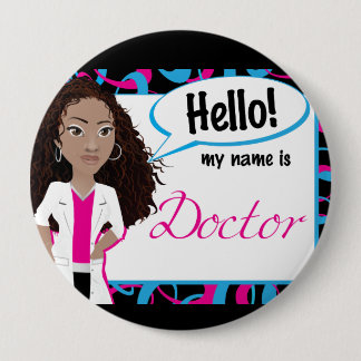 hallo Naam Tag - Dr. Sisterlocs Ronde Button 4,0 Cm