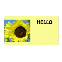 Hallo naamlabels gele zonnebloemen zon bloemen