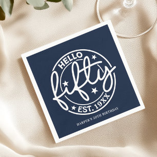 Hallo Navy Blue 50ste verjaardag Servet